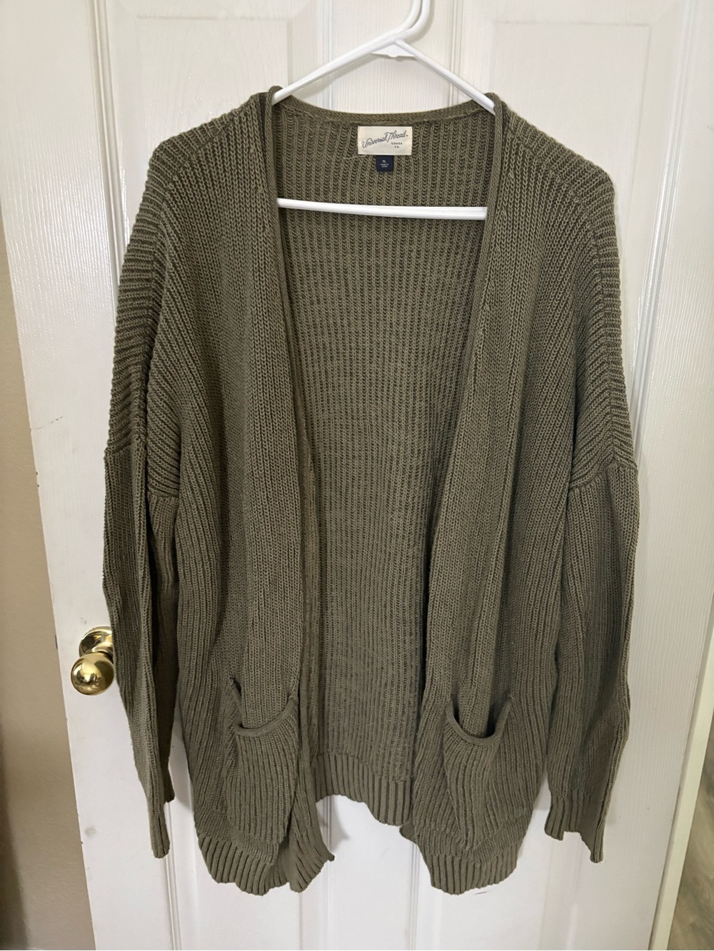 Universal Thread- Olive Green Open-Front Knit Cardigan Sweater